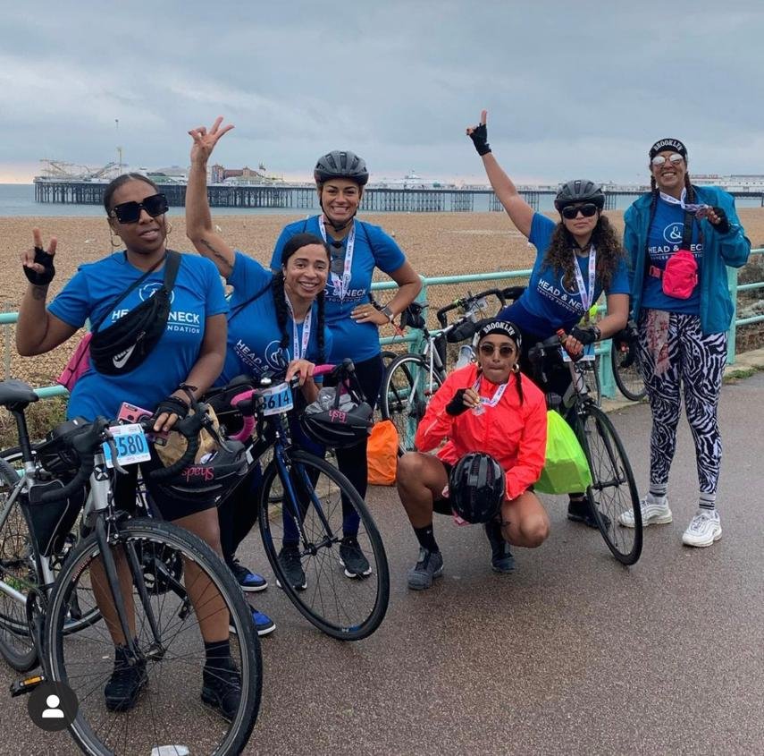 A team of cyclists fundraising for HNCF